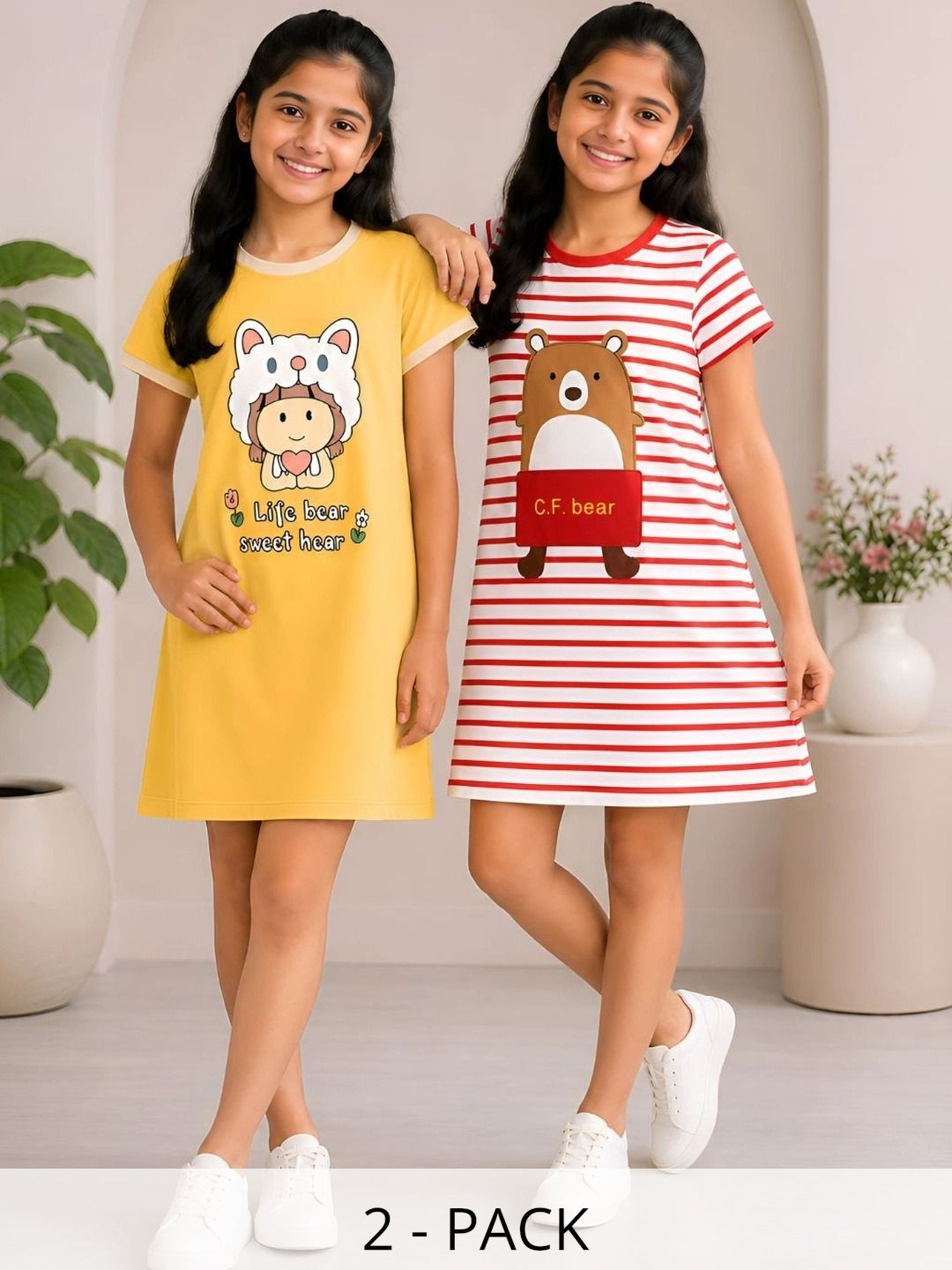 VP TEXX Pack of 2 Printed A-Line Dress