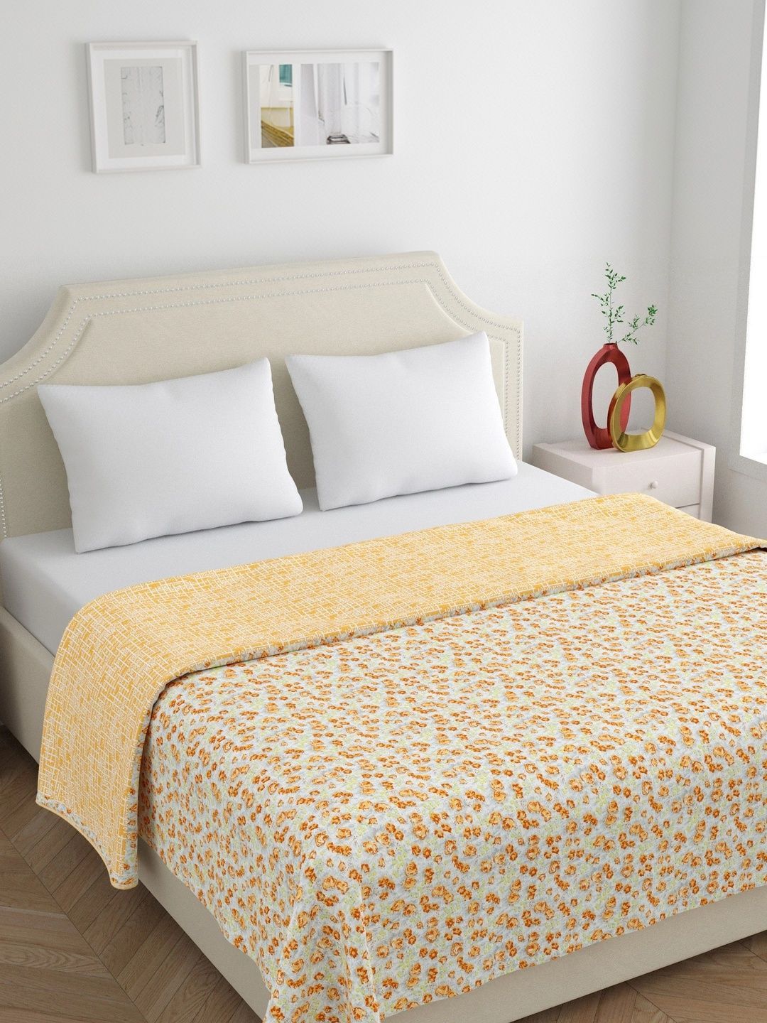 Buy Home Ecstasy Mustard Floral AC Room 210 GSM Quilt -  - Home for Unisex