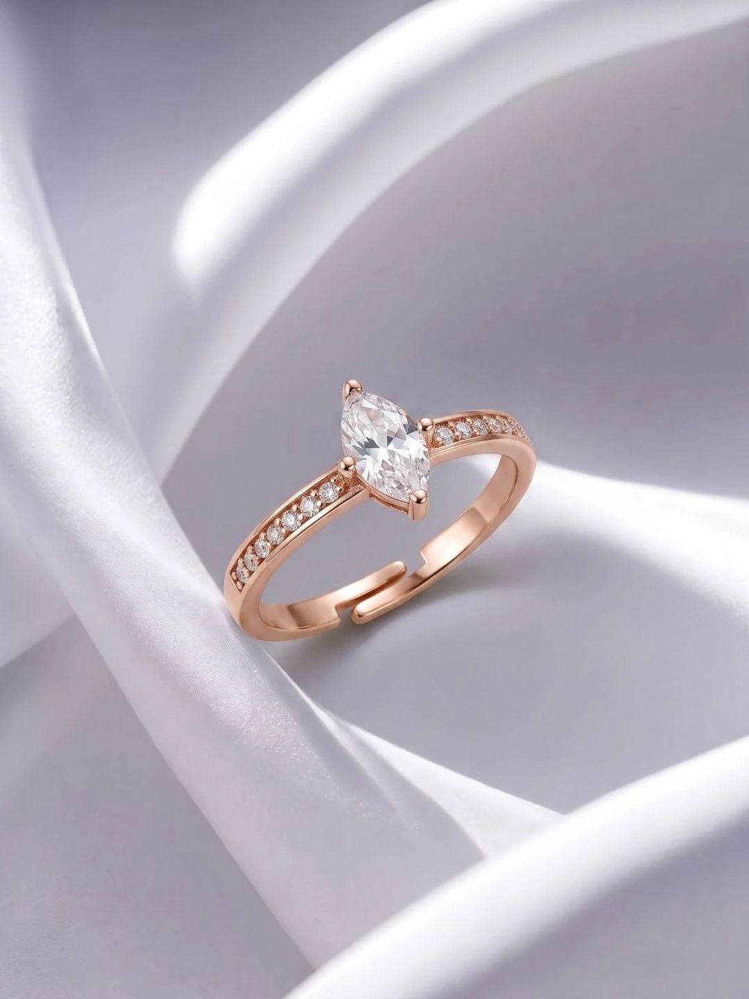 DIVASTRI Women Rose Gold-Plated American Diamond Finger Ring