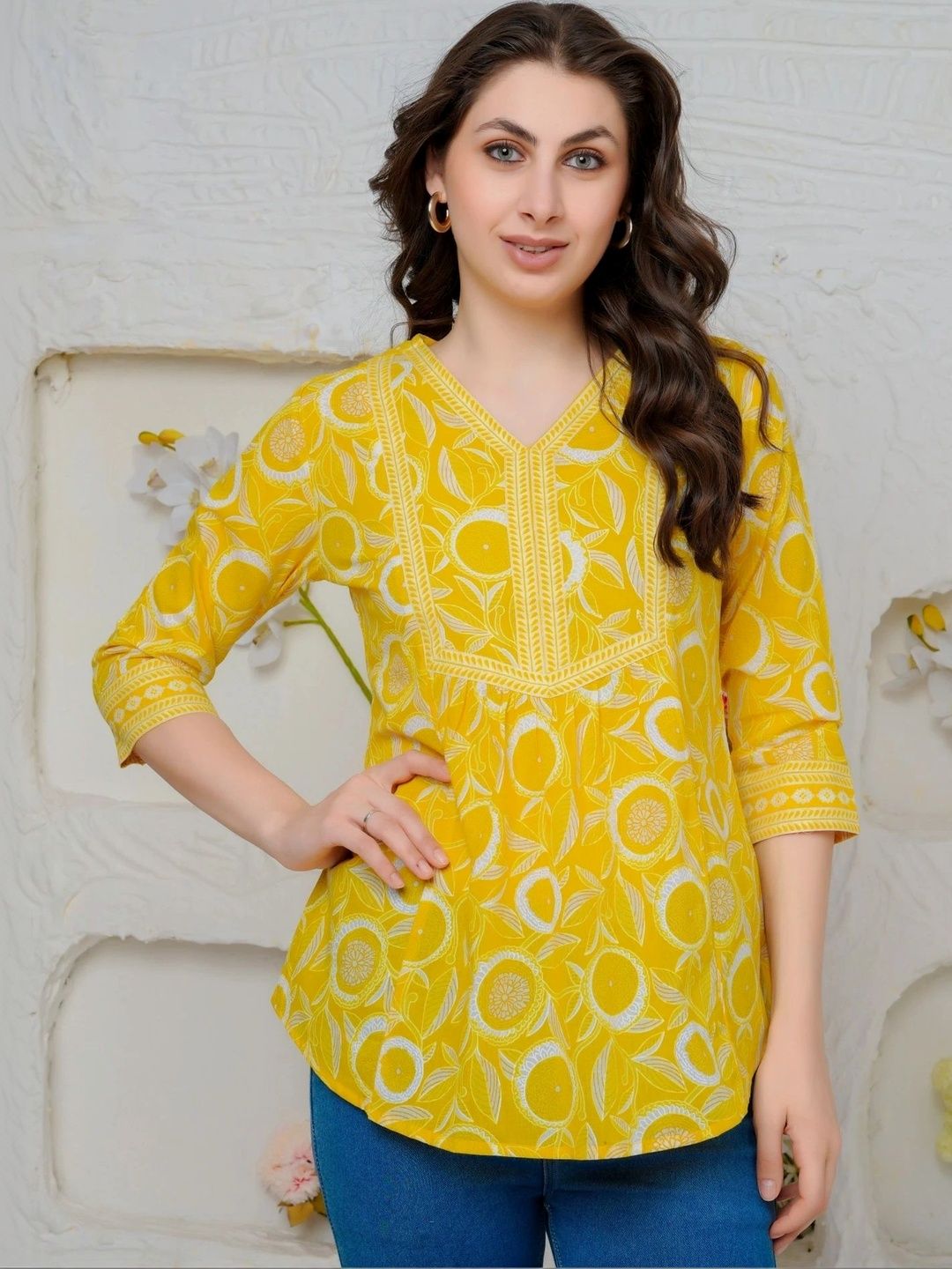 Threadflix Women  Floral Print Cotton Blend Top