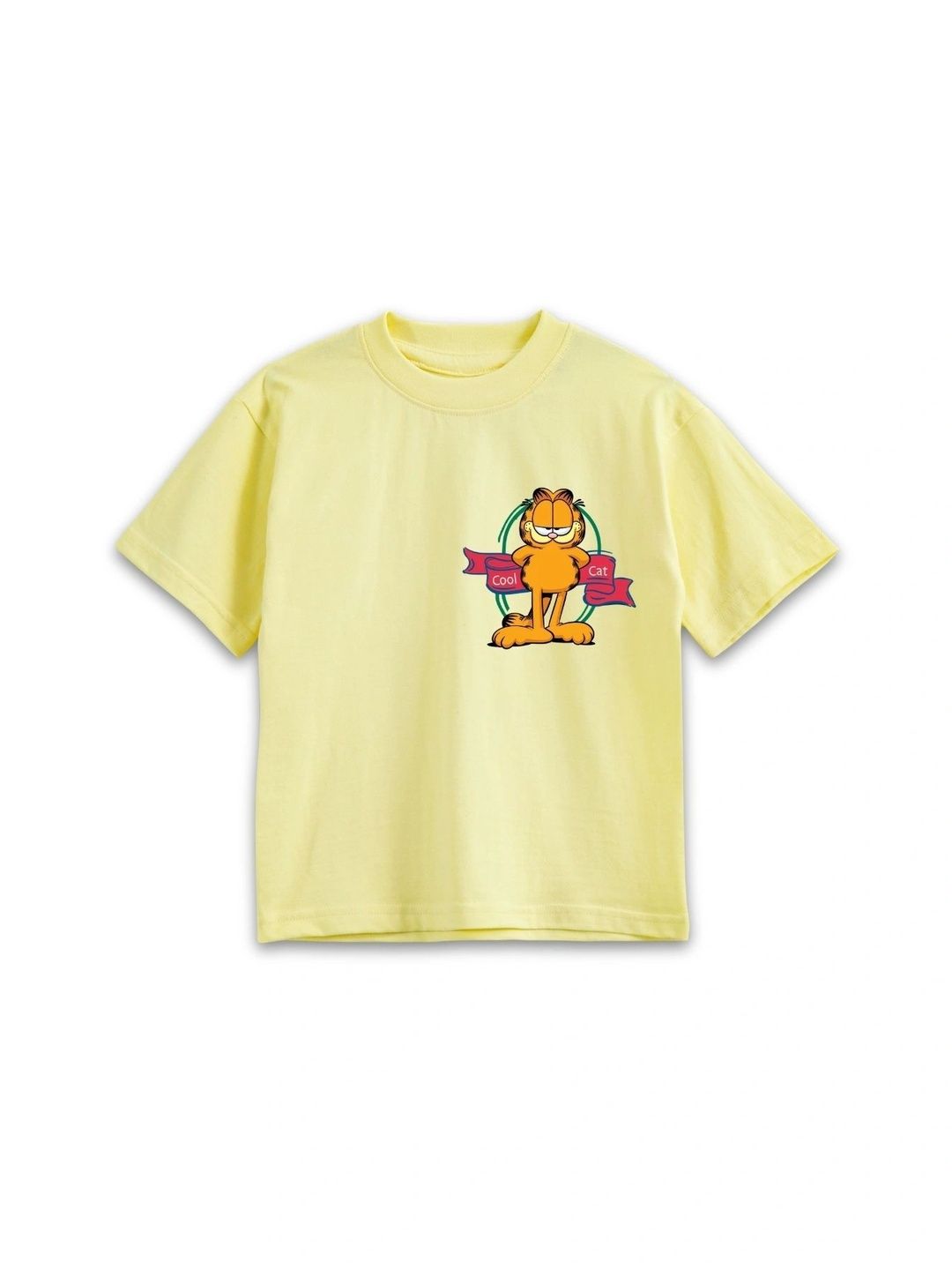 Kids-Girls Garfield Printed Half Sleeve Round Neck T-Shirt & Shorts 4