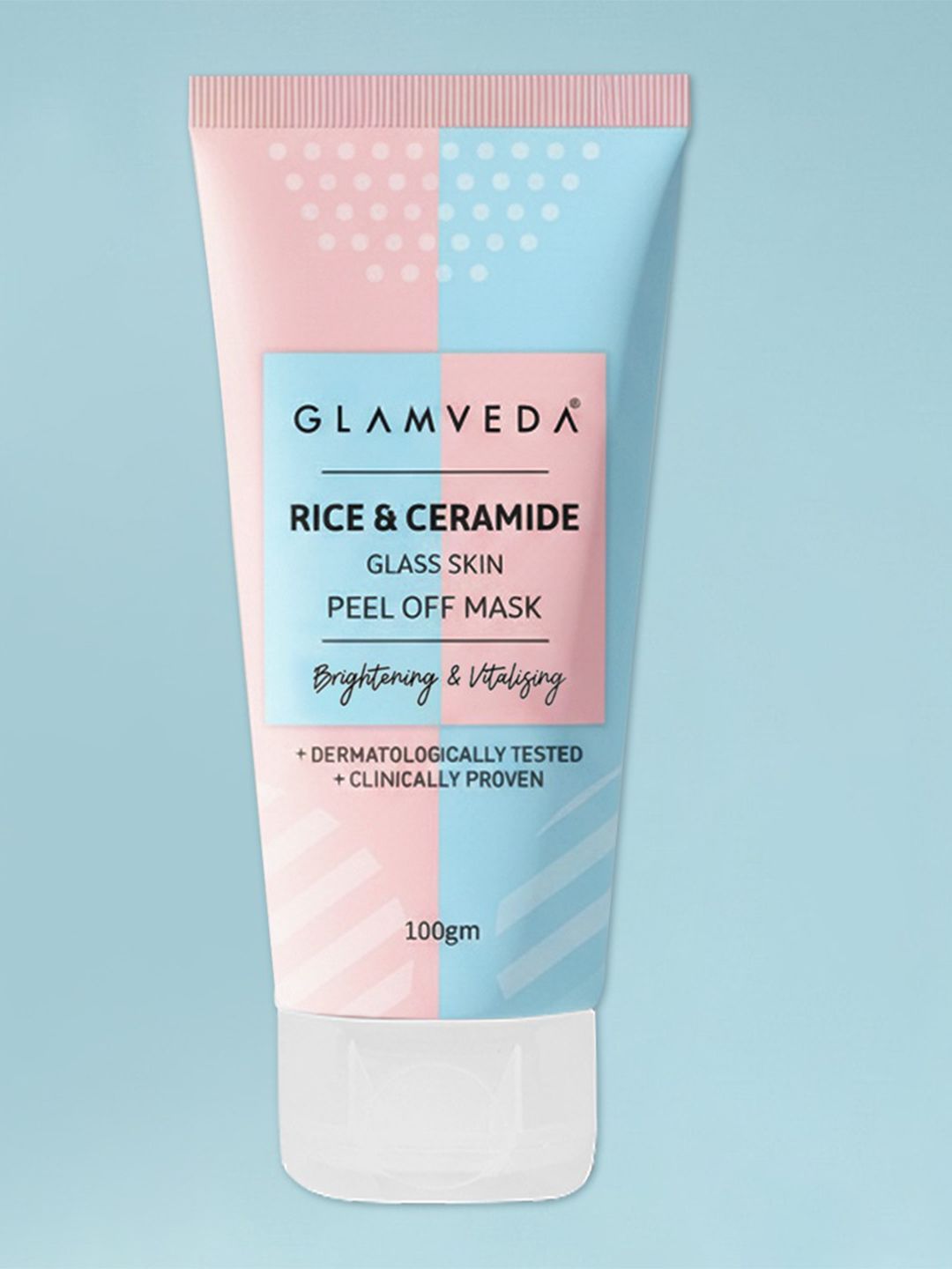 GLAMVEDA Rice & Ceramide Glass Skin Brightening & Vitalizing Peel Off Mask - 100 gm