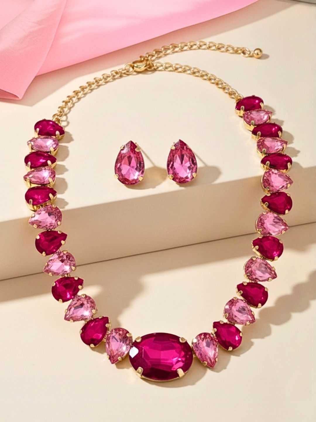DressBerry Gold Plated American Diamond Jewellery Set