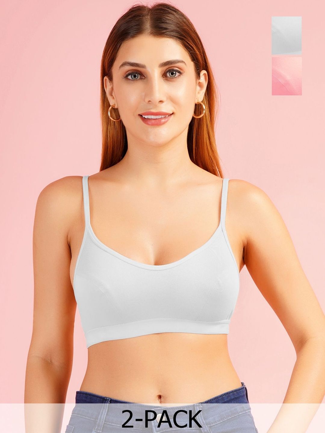 DressBerry Pack of 2 Full Coverage Non Padded Workout Bra