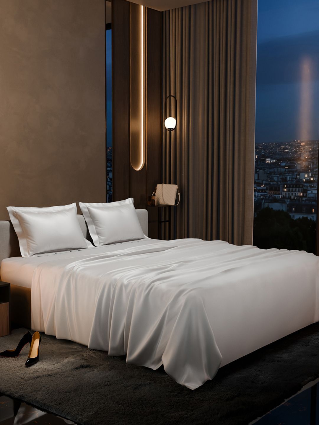Stoa Paris Date Night Collection Polyester 300 TC King Fine Bedsheet-108 x 90 inches
