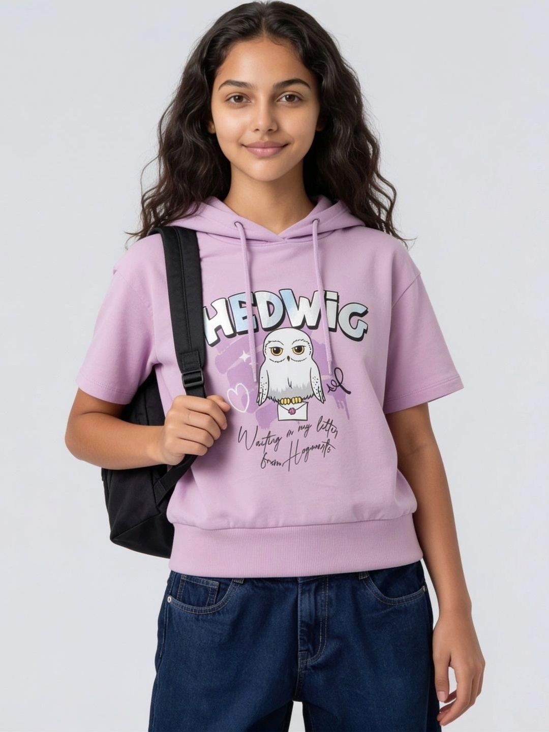 Girls Printed Hooded T-shirt