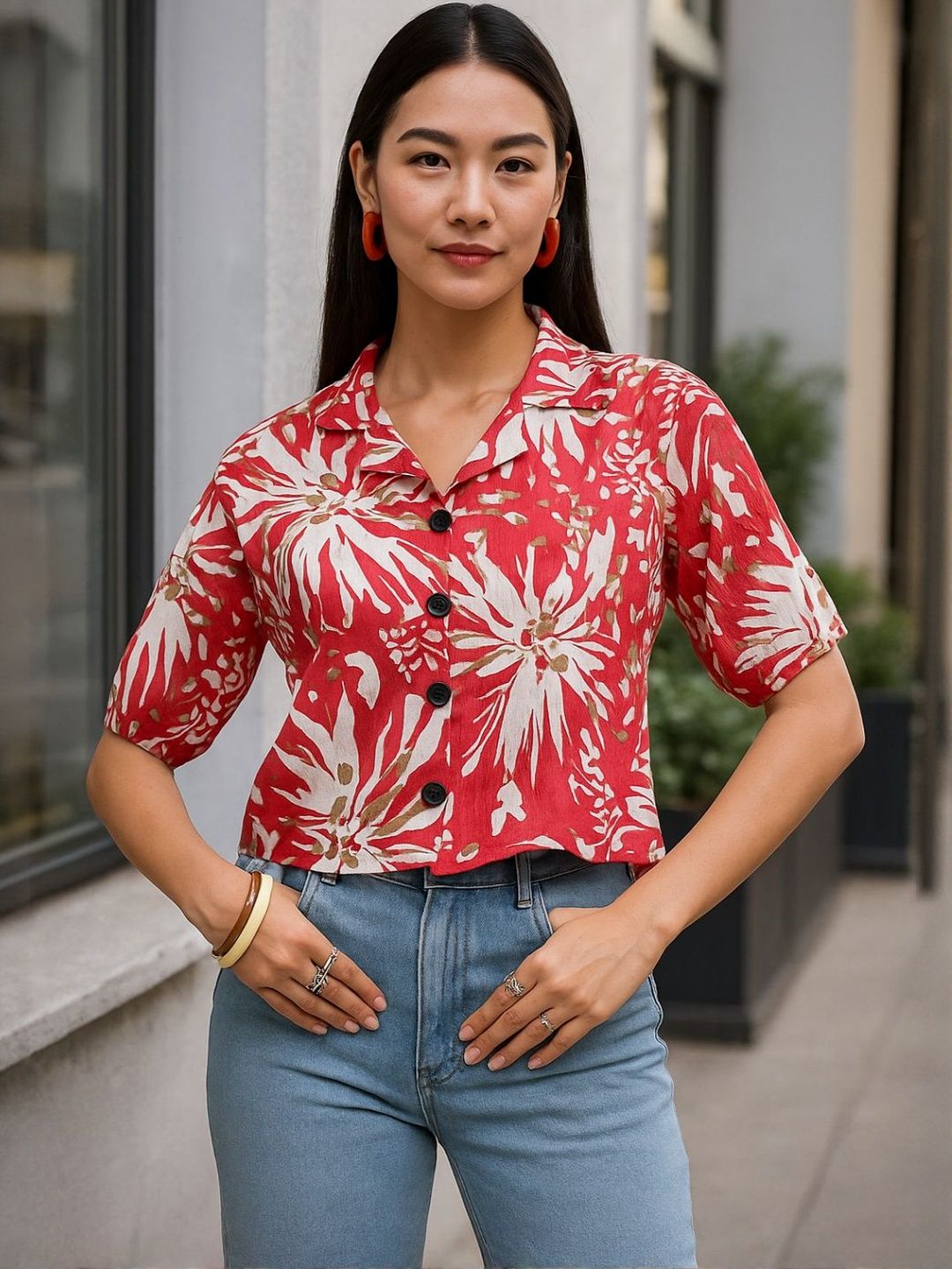 DressBerry Women Classic Floral Printed Casual Shirt
