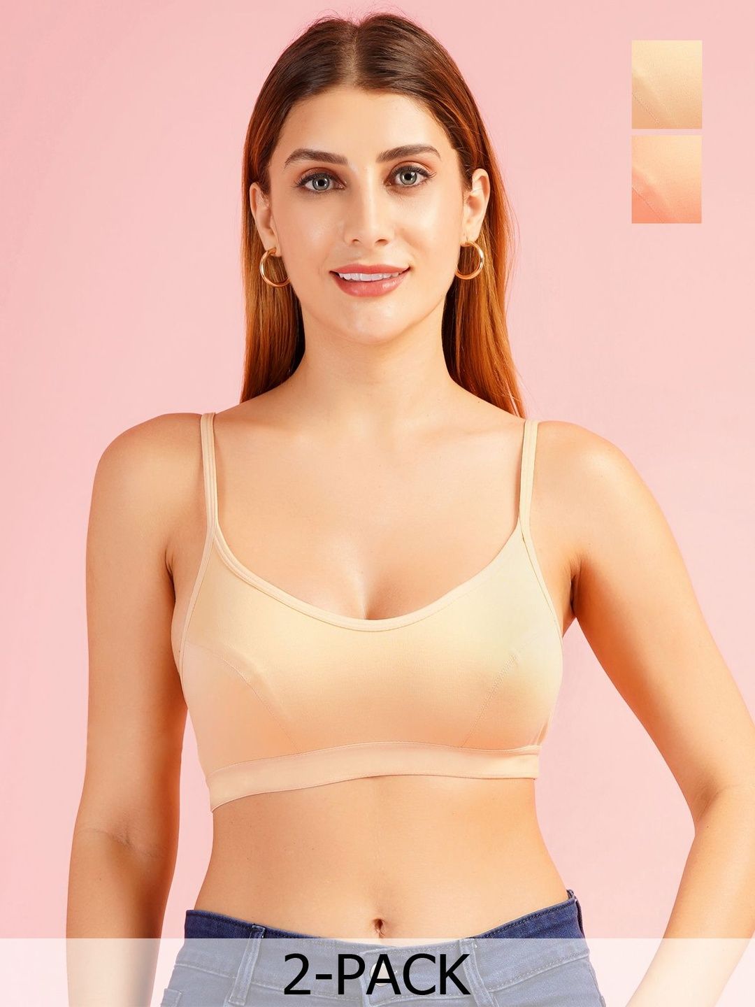 DressBerry Pack Of 2 Non Padded Non Wired Seamed Sports Bra