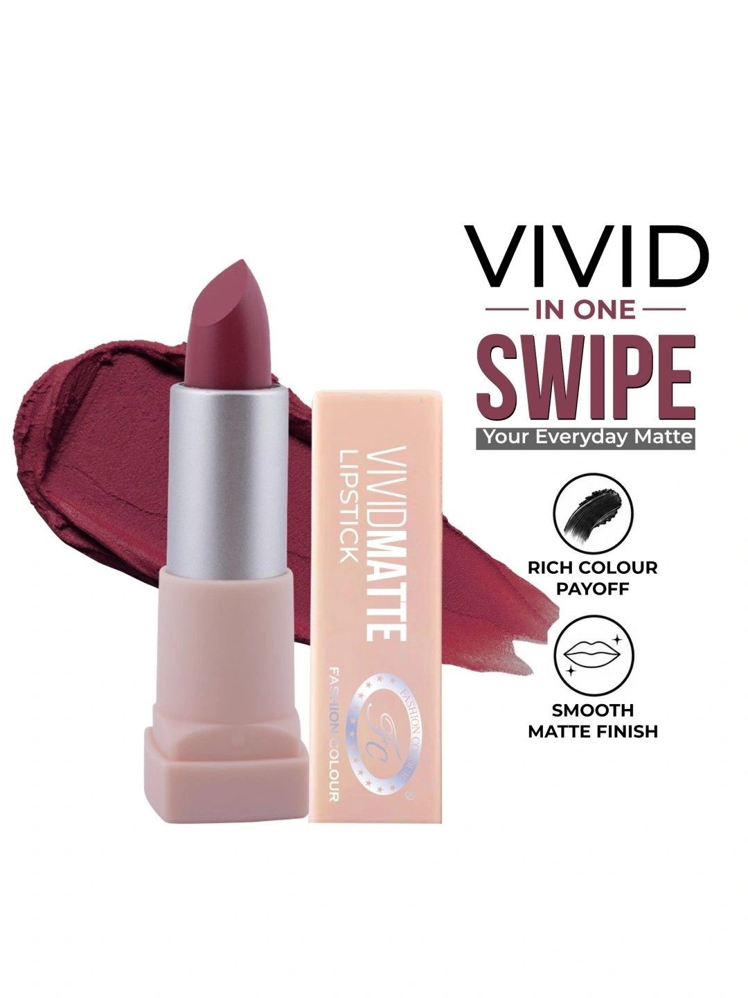 Fashion Colour Women Nude Pink Vivid Matte Lipstick 3.8 g - Red Bean 04