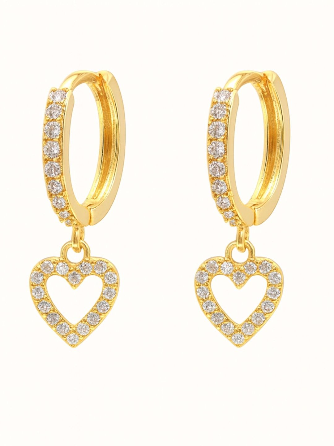 ZAISHA 18k Gold Plated Stainless Steel Muse Hearts Bali Hoop Earrings