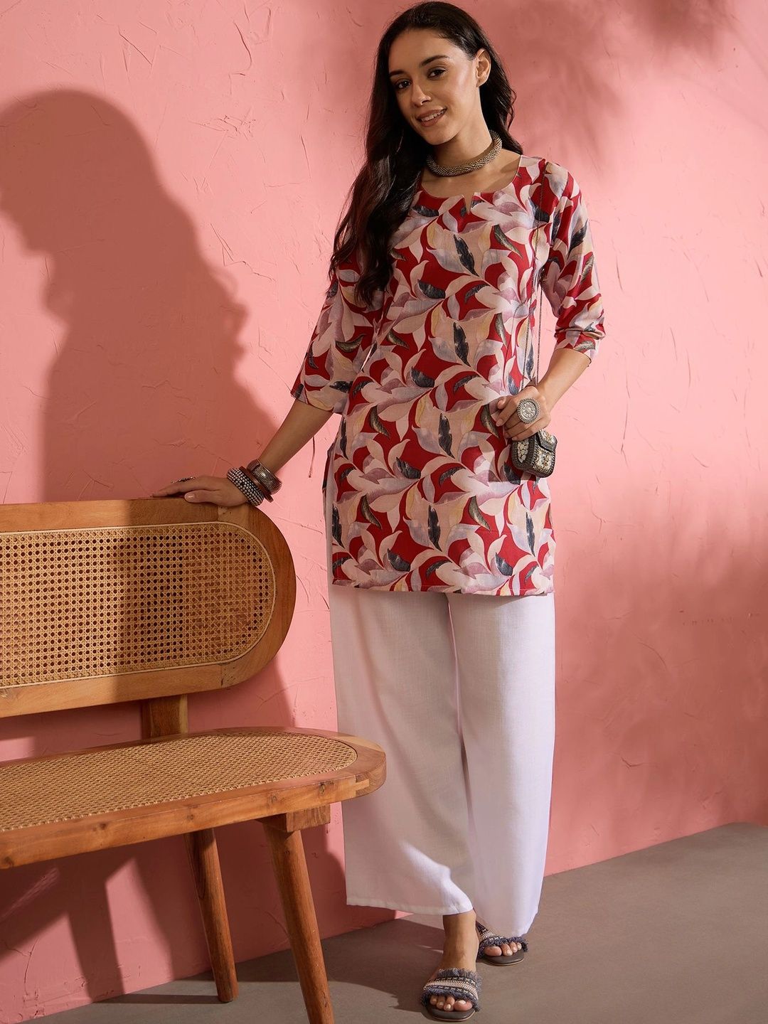 SZN Women Floral Printed Regular Pure Cotton Kurti with Palazzos