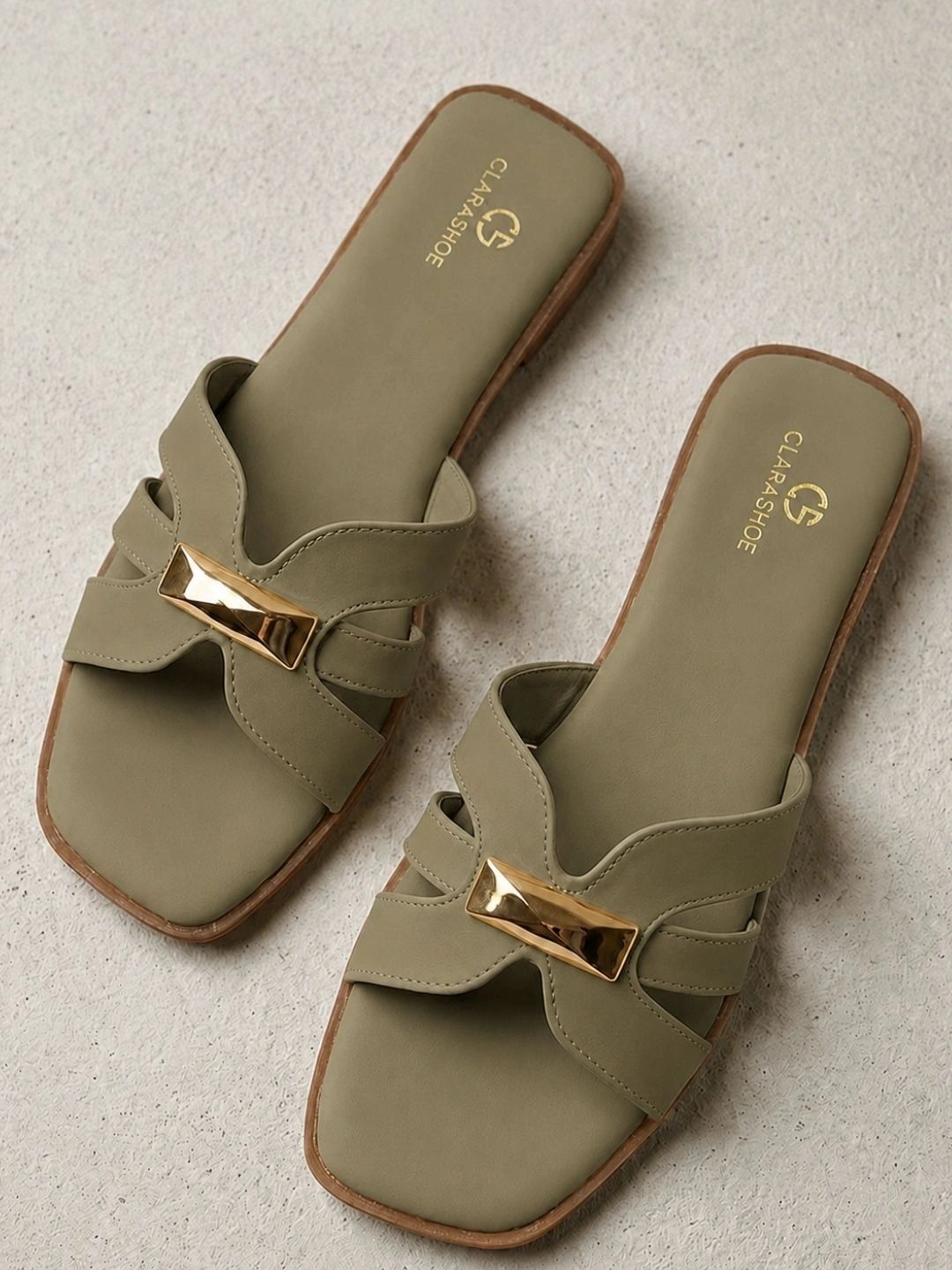 CLARASHOE Women Open Toe Flats with Buckles