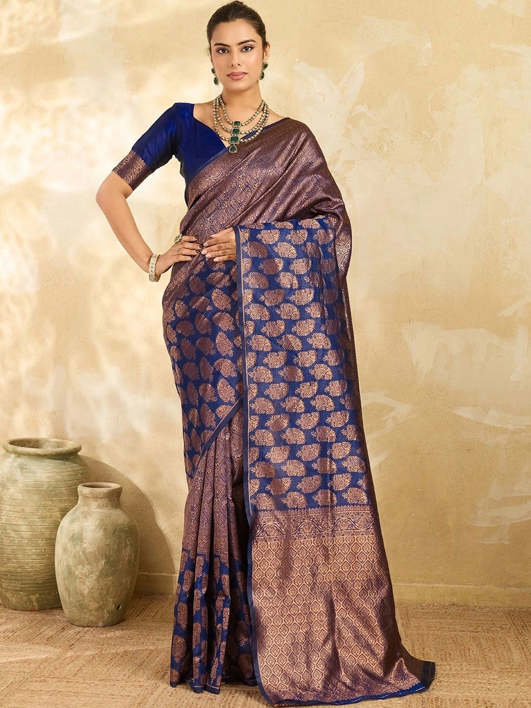 SGF11 Woven Design Zari Silk Blend Designer Banarasi Saree