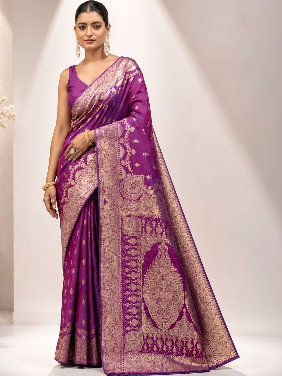 Sangria Woven Design Zari Satin Saree