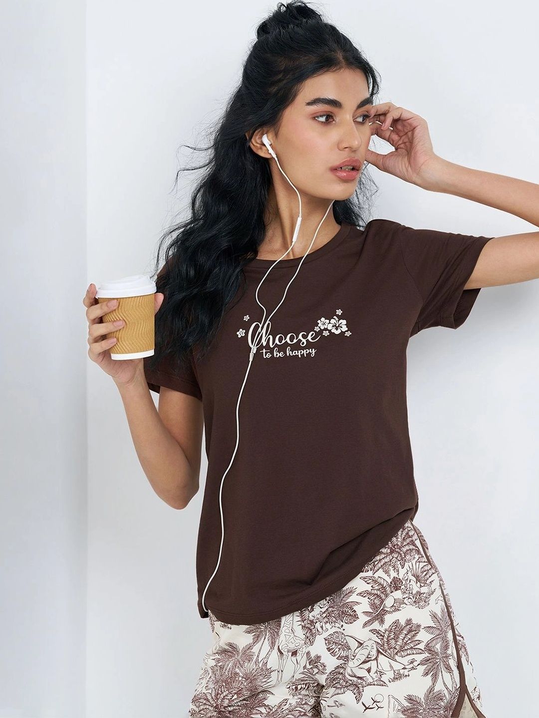 Dreamz by Pantaloons Printed Cotton Round Neck Lounge Tshirts
