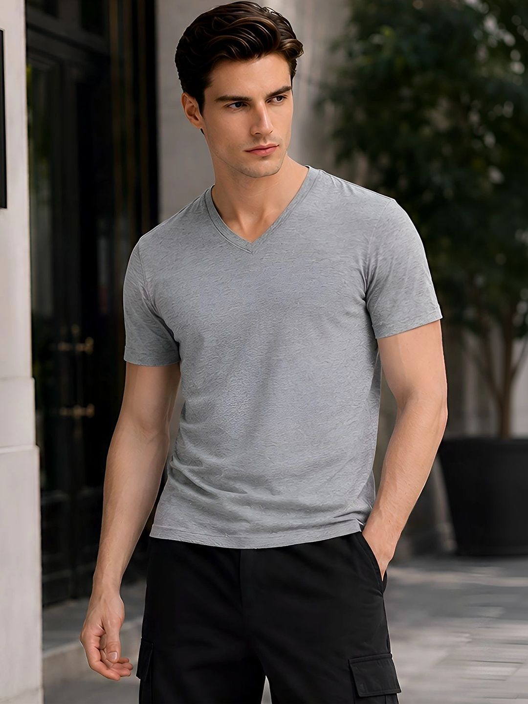 Trudam Men V-Neck T-shirt