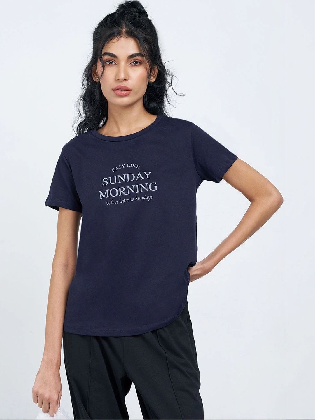 Dreamz by Pantaloons Printed Cotton Round Neck Regular Lounge Tshirts