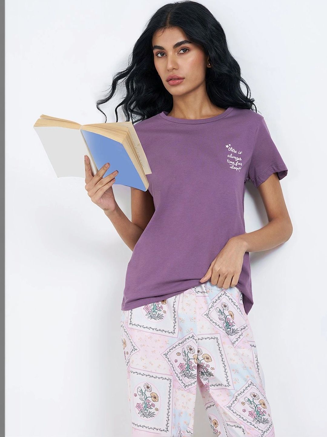 Dreamz by Pantaloons Printed Cotton Round Neck Lounge Tshirts