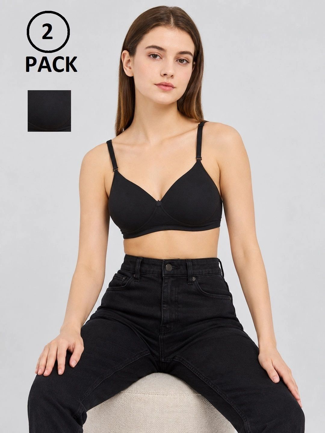 mod & shy Pack Of 2 Black Bra - Lightly Padded
