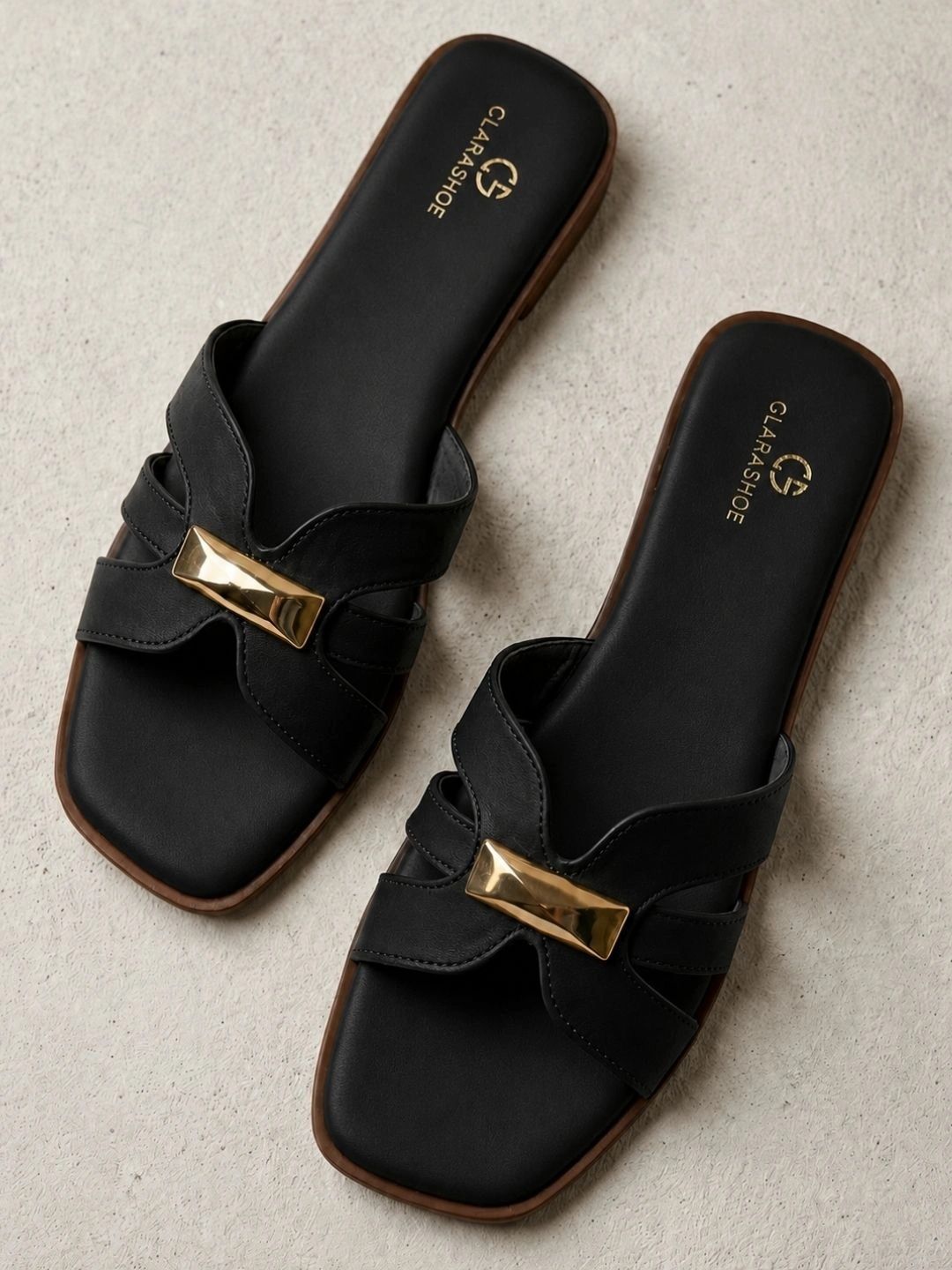 CLARASHOE Women Open Toe Flats with Buckles
