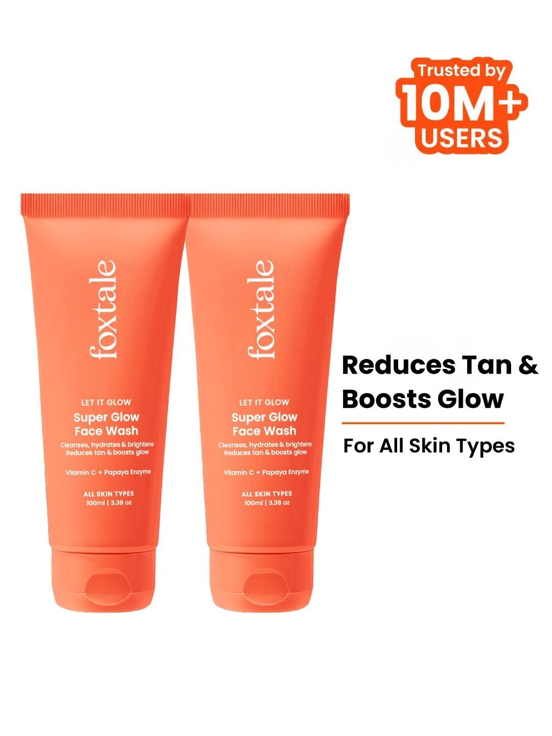 FoxTale Set of 2 Vitamin C Super Glow De-Tan Face Wash with Papaya to Gently Exfoliate