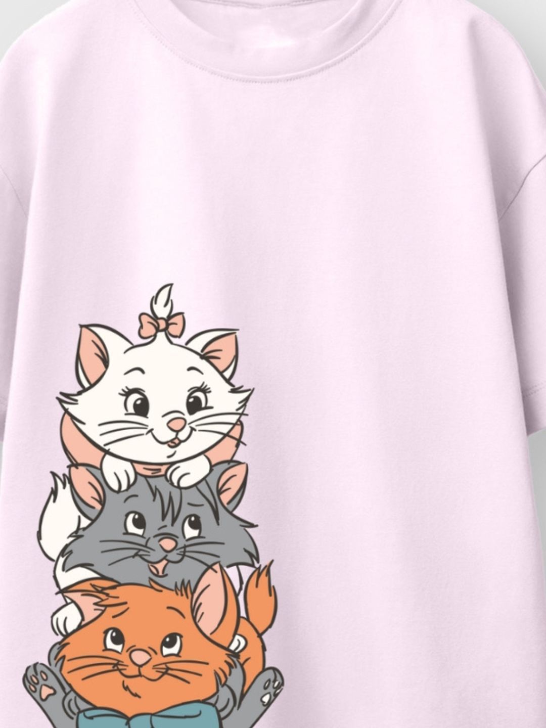 Girls Disney The Aristocats Printed Round Neck Cotton Boxy T-shirt 4