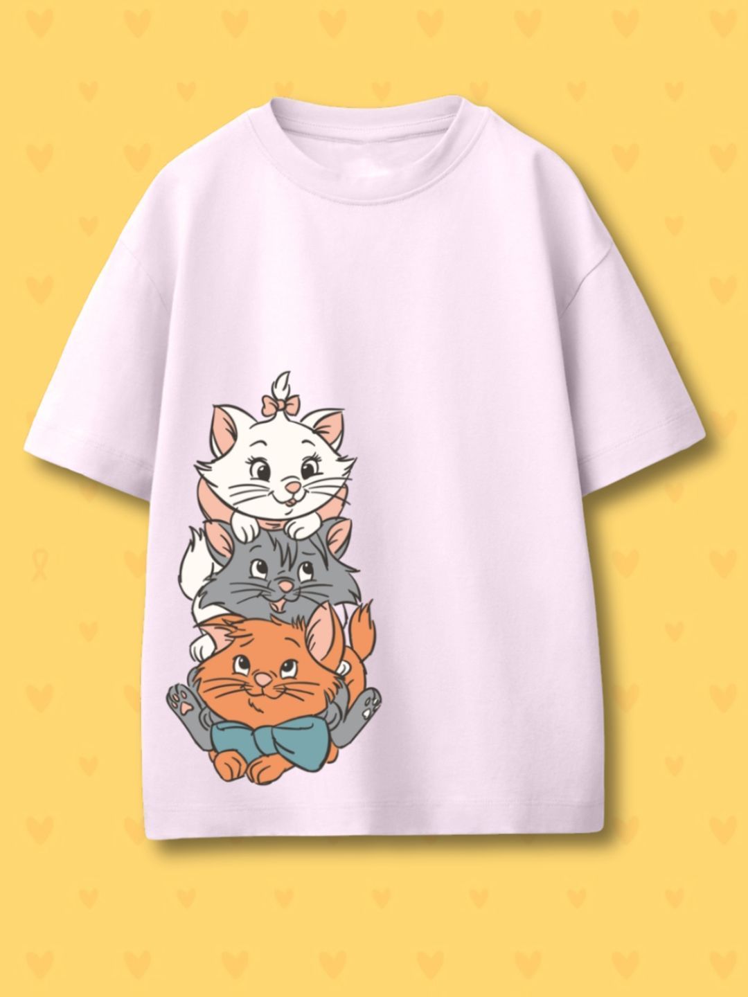 Girls Disney The Aristocats Printed Round Neck Cotton Boxy T-shirt 2