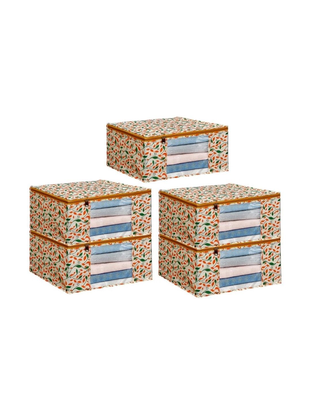 ANKIT INTERNATIONAL Orange Set of 5 Reusable Sweater Bag Organisers