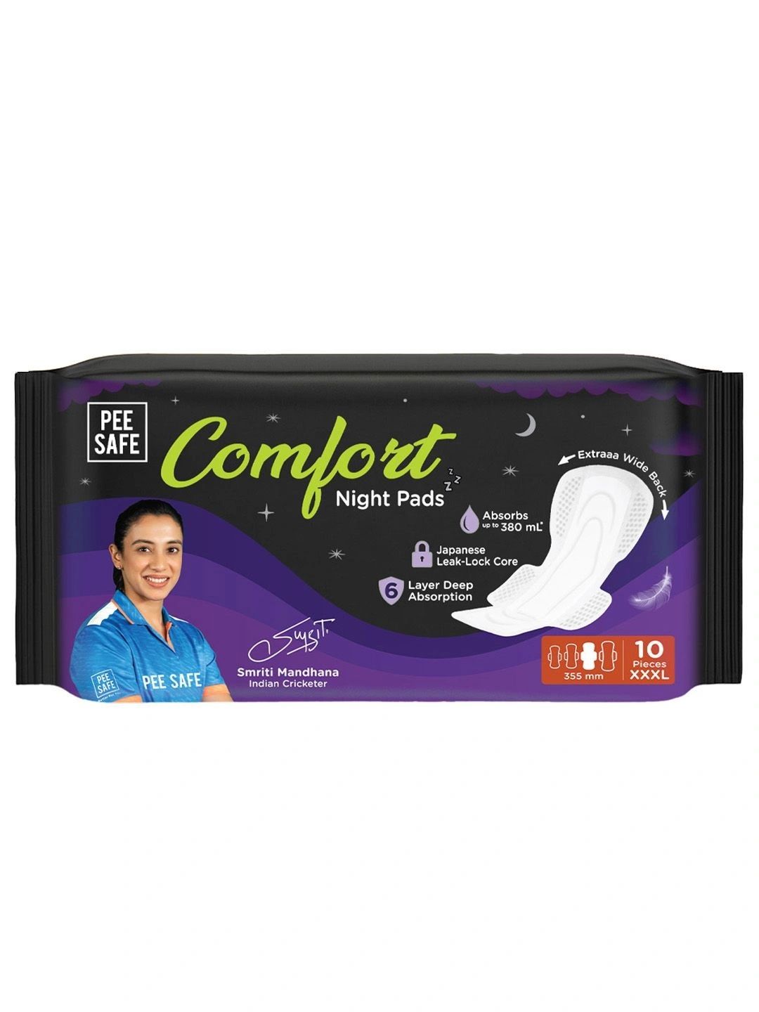 PEESAFE Comfort All Night Pads With Dual Wings - 10 Pcs - XXXL