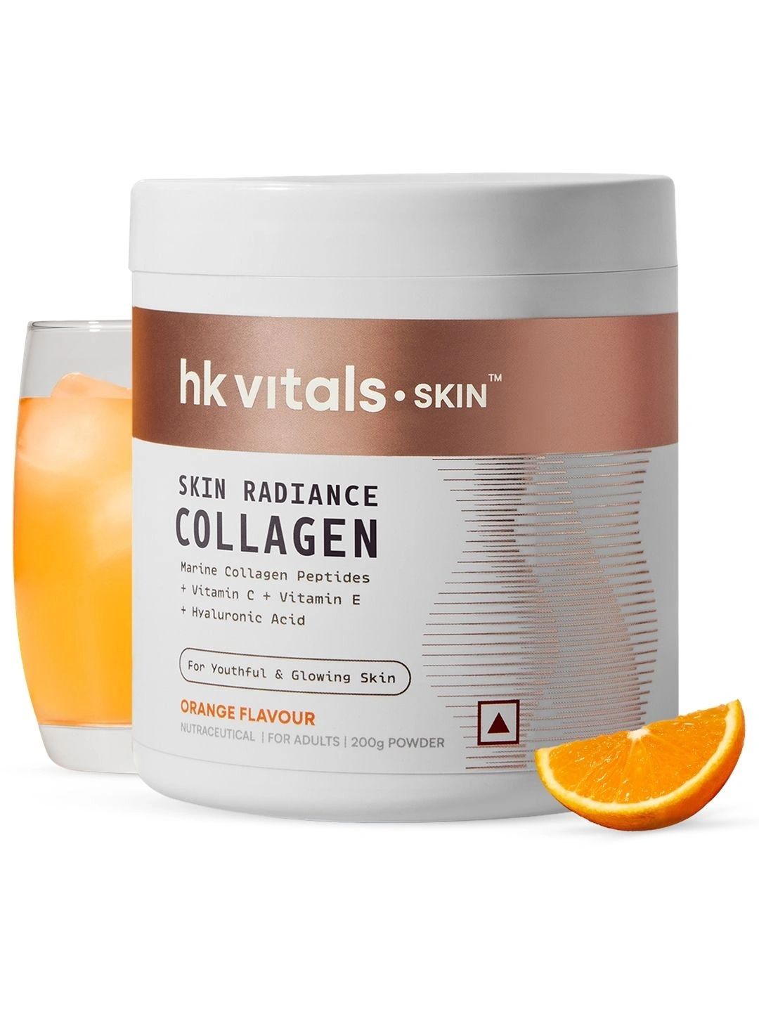 HK VITALS Orange Flavoured Skin Radiance Collagen Powder with Vitamin C & E - 200 g