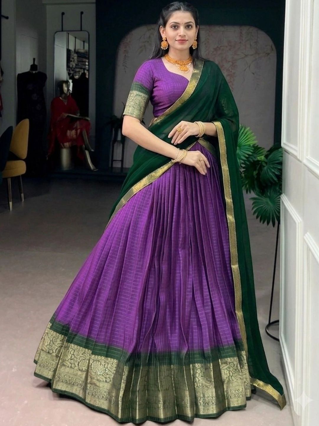 Ready to Wear Lehenga & Unstitched Blouse With Dupatta 2
