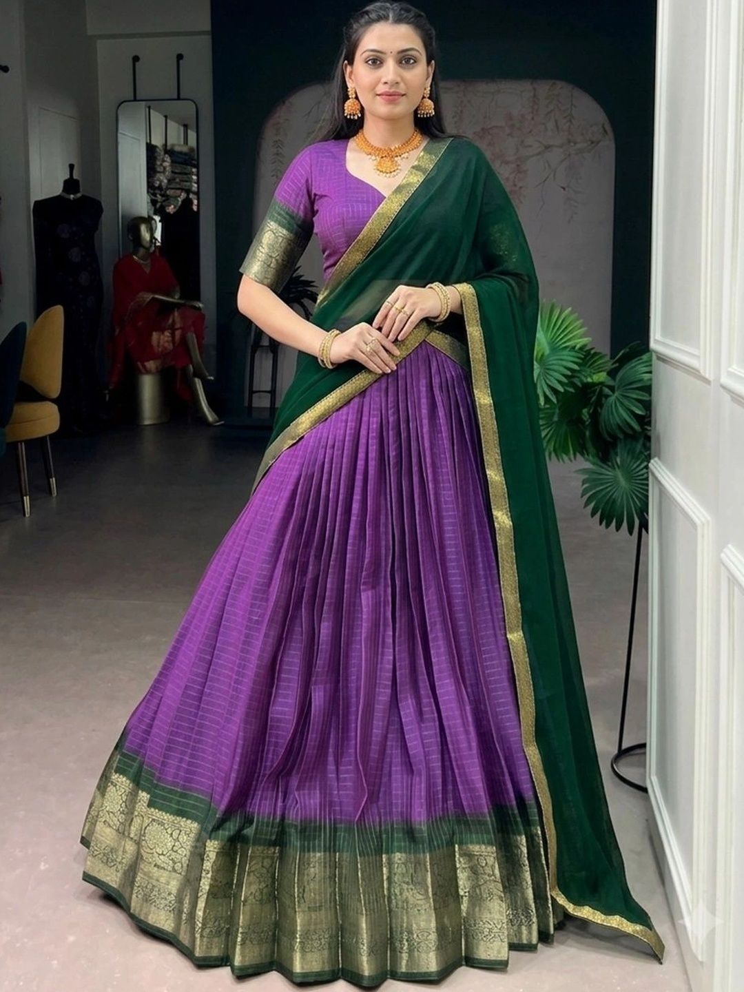 Ready to Wear Lehenga & Unstitched Blouse With Dupatta
