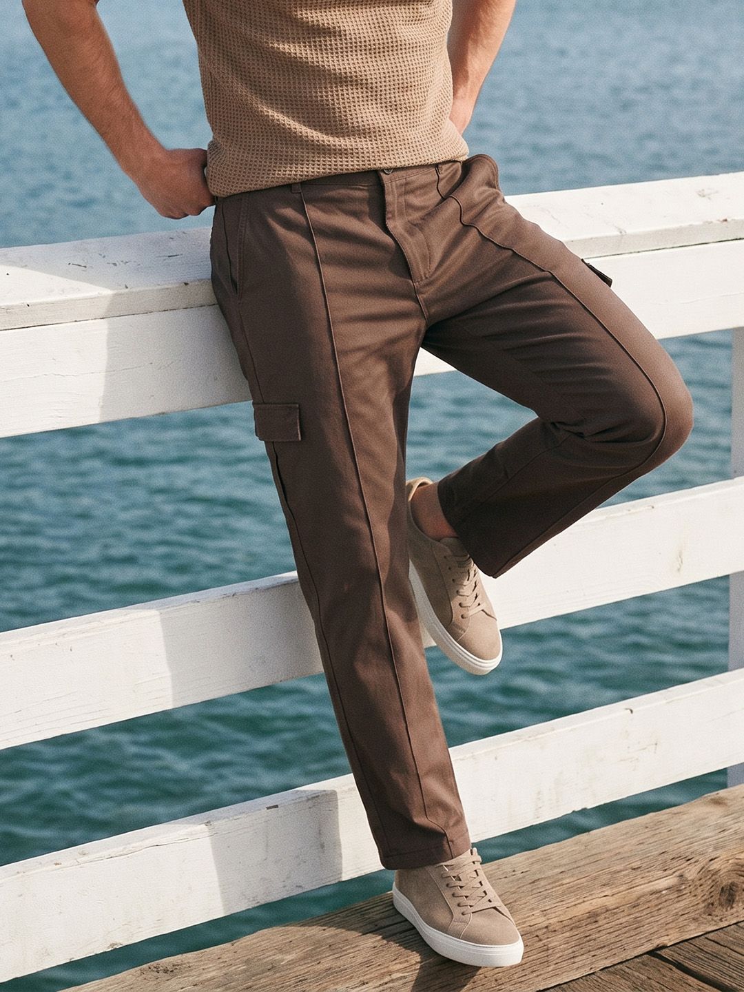 Mast & Harbour Men Straight Fit Cargo Trousers