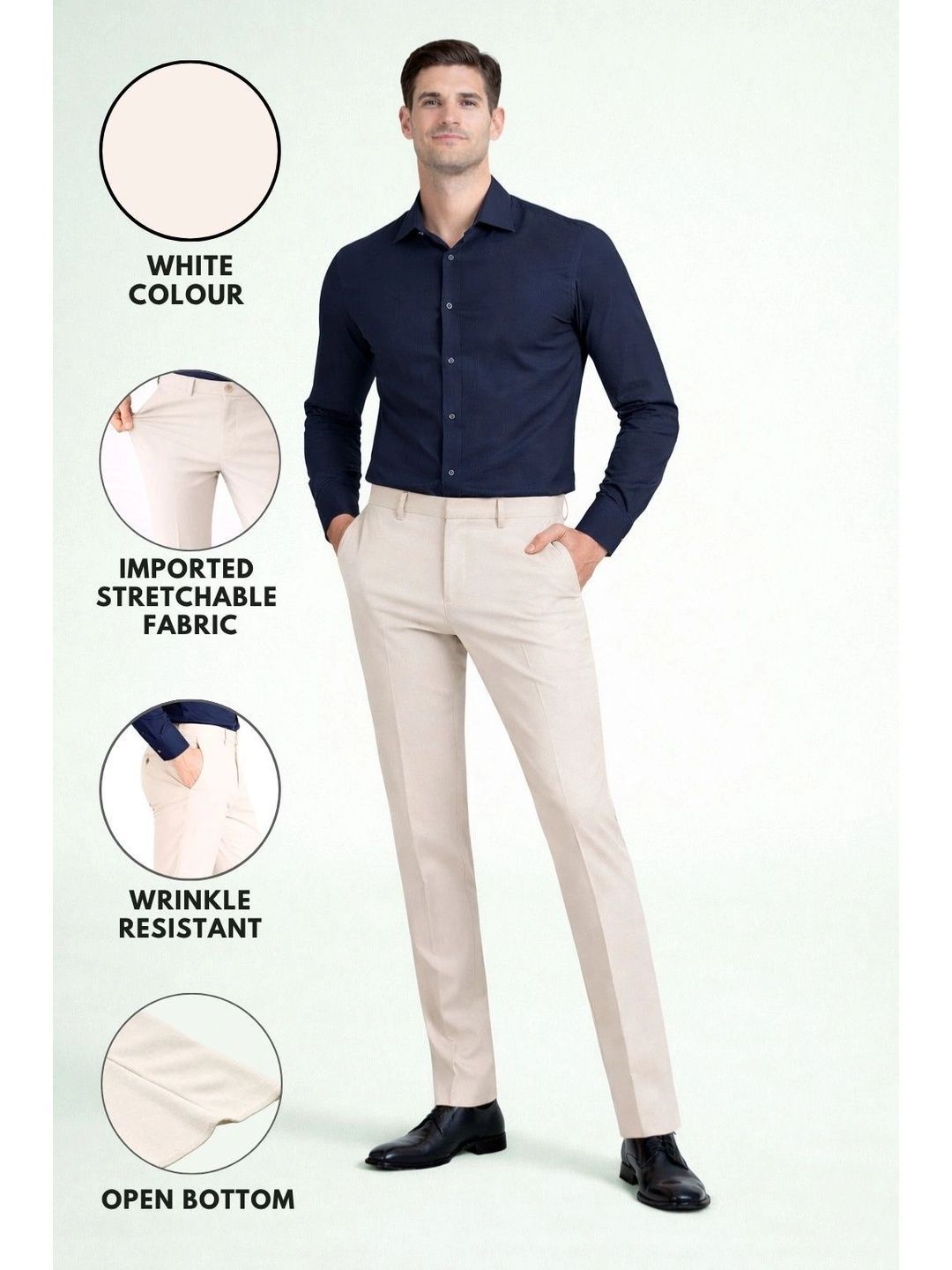 INVICTUS Men Comfort Wrinkle Free Trousers