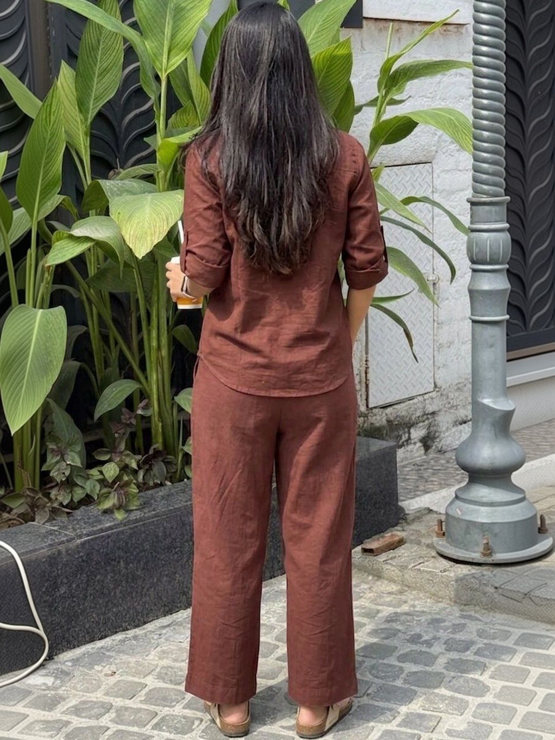 Cotton Solid Shirt with Palazzos 5