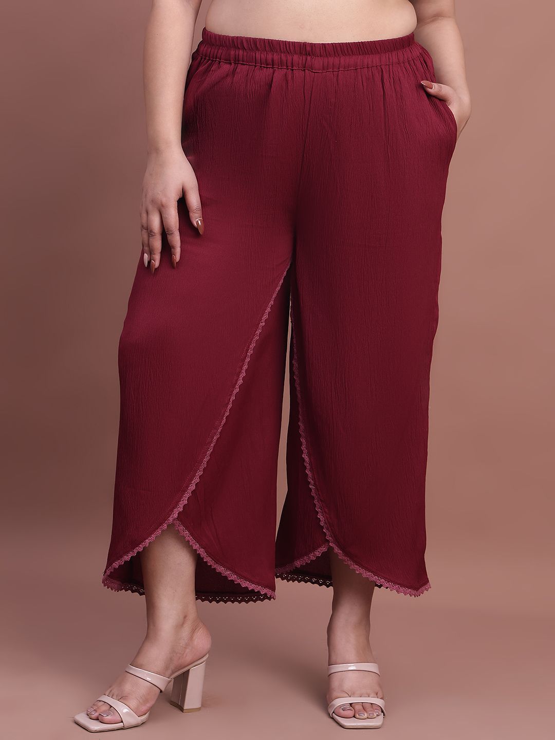 Lace Detail Solid Tunic with Palazzos 7