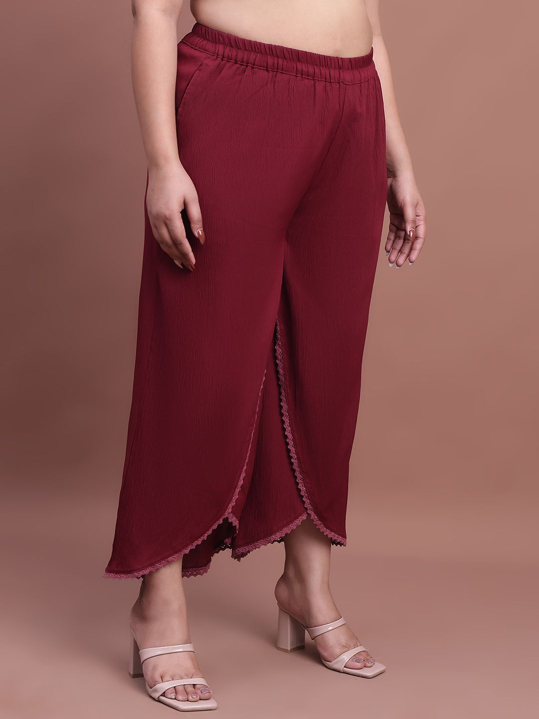 Lace Detail Solid Tunic with Palazzos 8