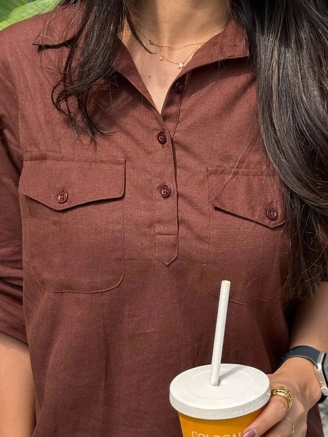Cotton Solid Shirt with Palazzos 2
