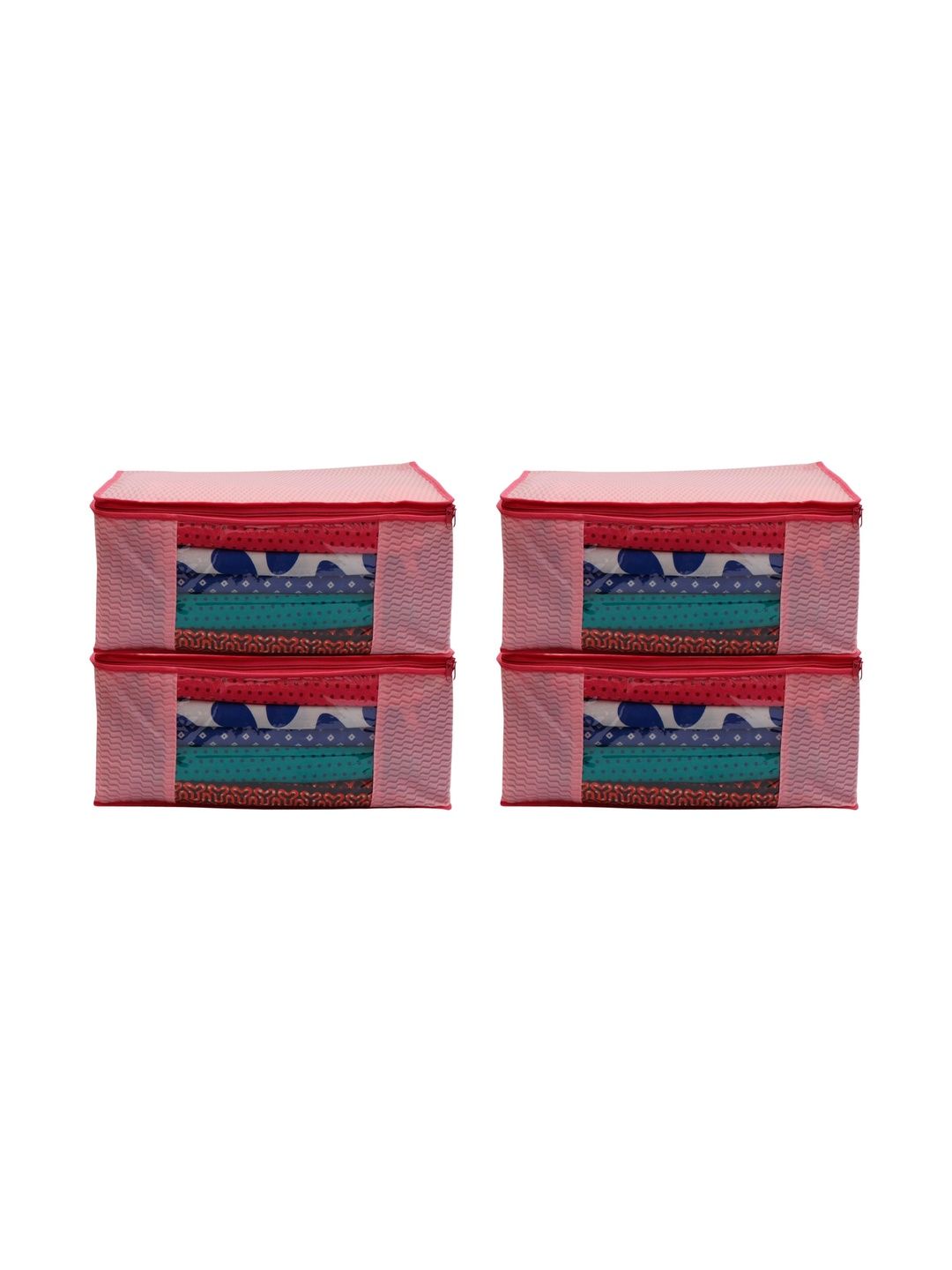 ANKIT INTERNATIONAL Pink Set of 4 Reusable Sweater Bag Organisers