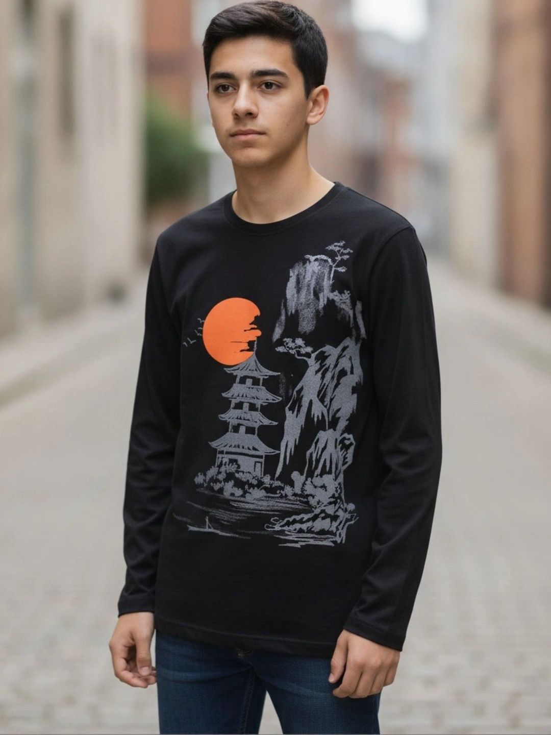 V-Mart Boys Printed Round Neck Long Sleeves T-shirt