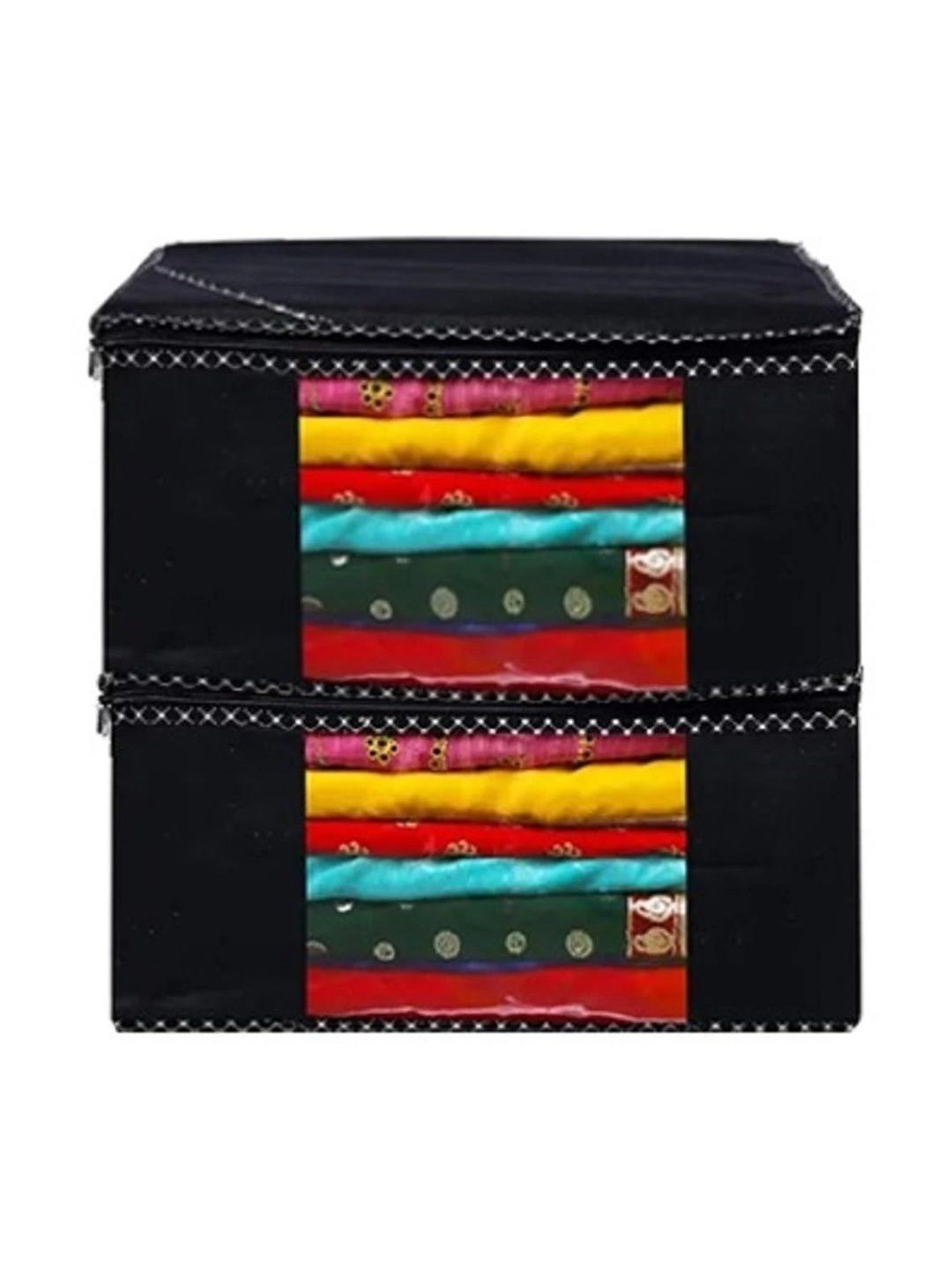 ANKIT INTERNATIONAL Black Set of 2 Reusable Sweater Bag Organisers