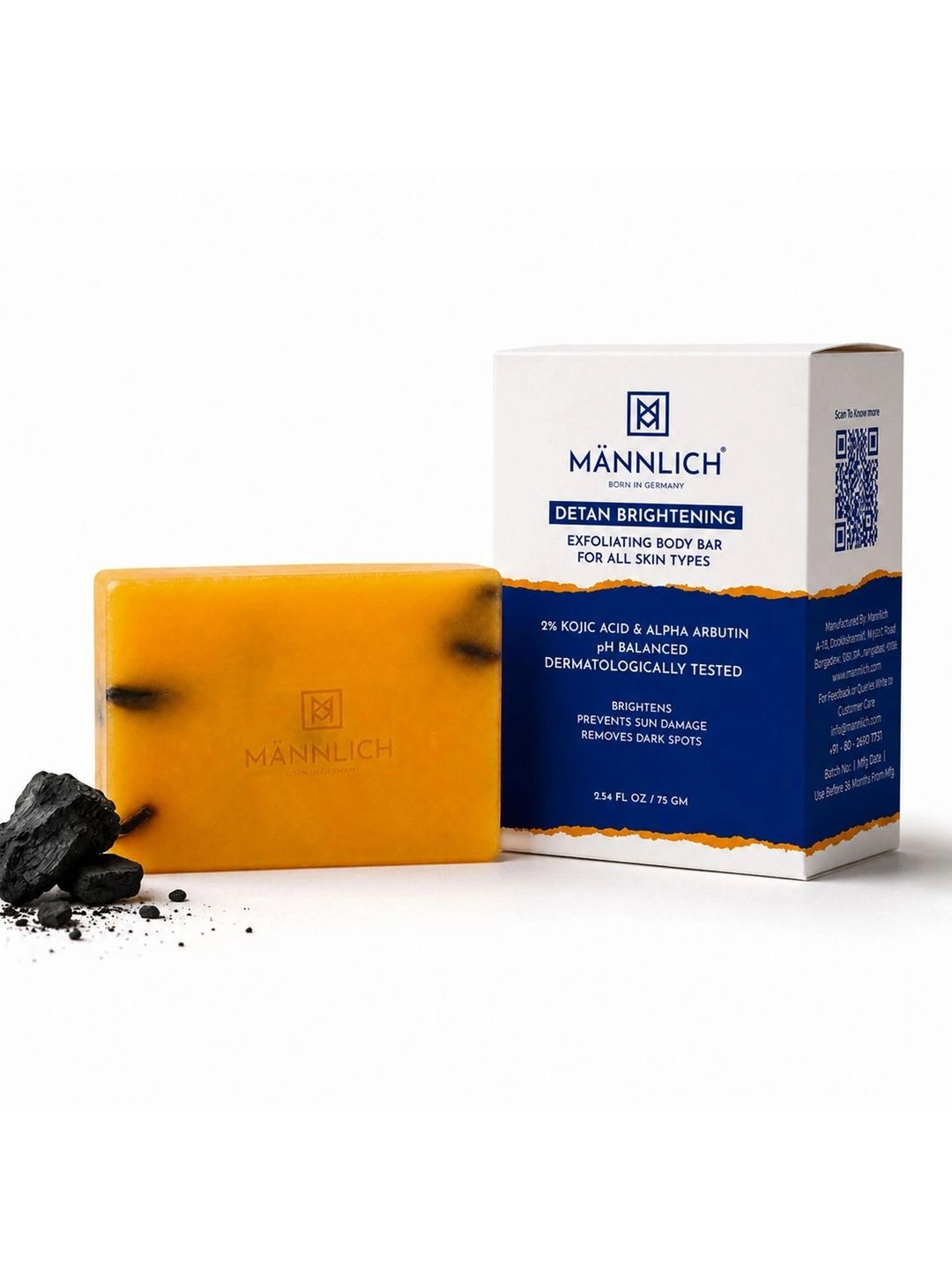 Mannlich Detan Brightening Exfoliating Body Bar - 75 g