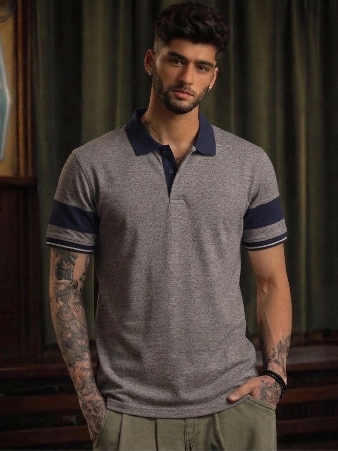 TeeVybe Men Polo Collar T-shirt