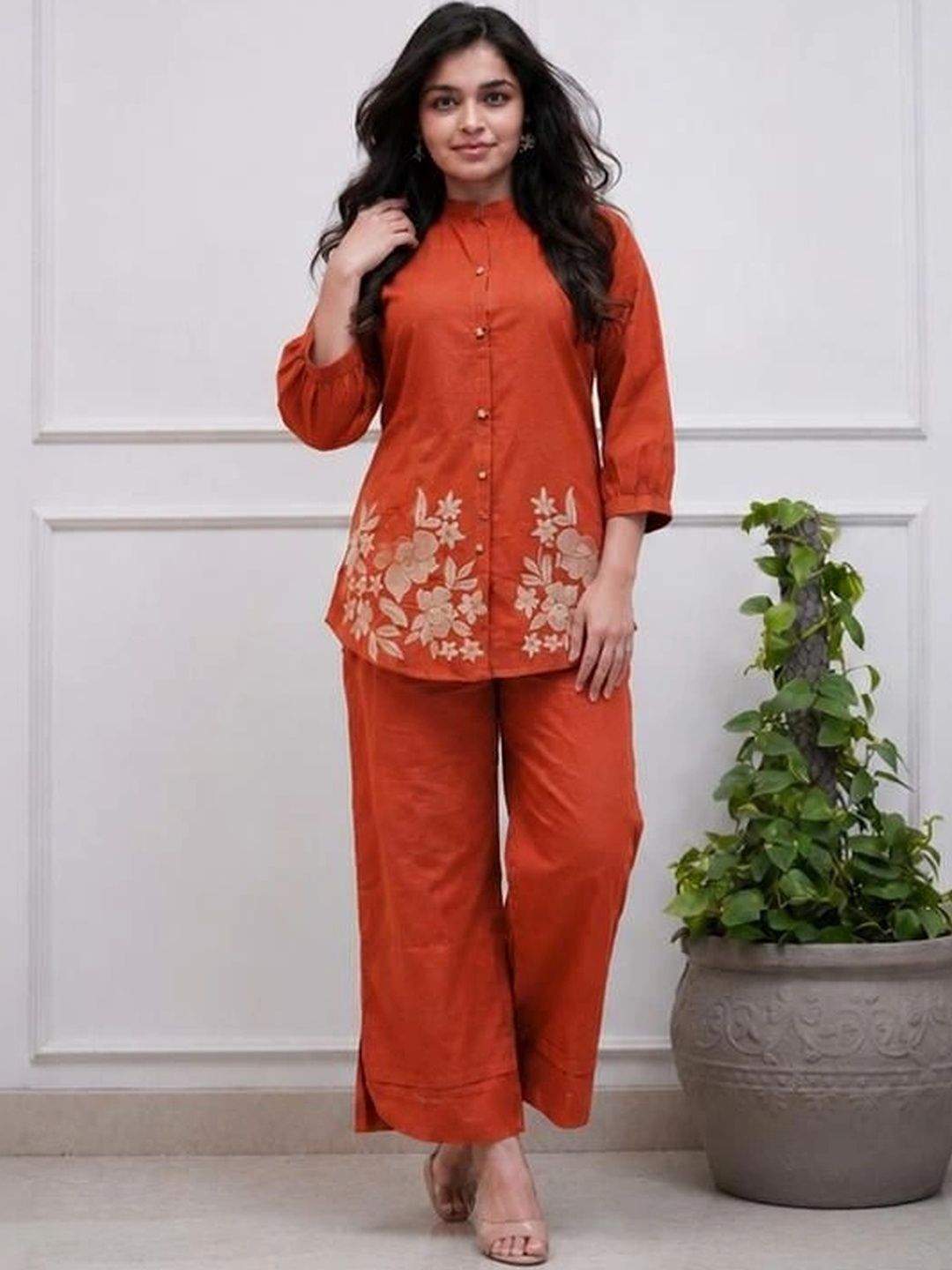 Ramyka Floral Cotton Embroidered Tunic with Palazzos