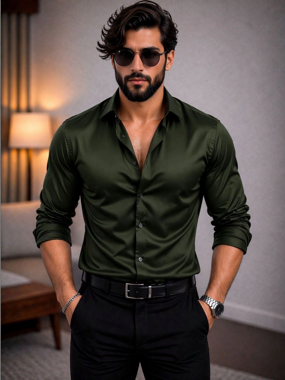 THE BIG ATTIRE Men Classic Semiformal Shirt