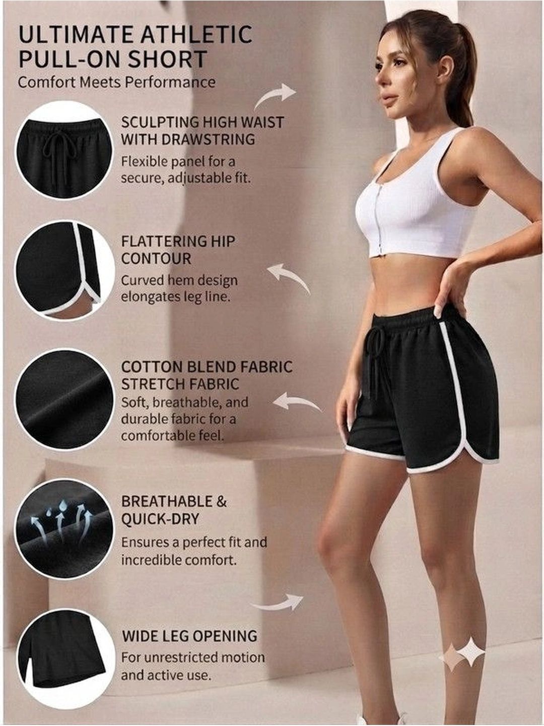 Women Slim Fit Training or Gym Sports Shorts 6