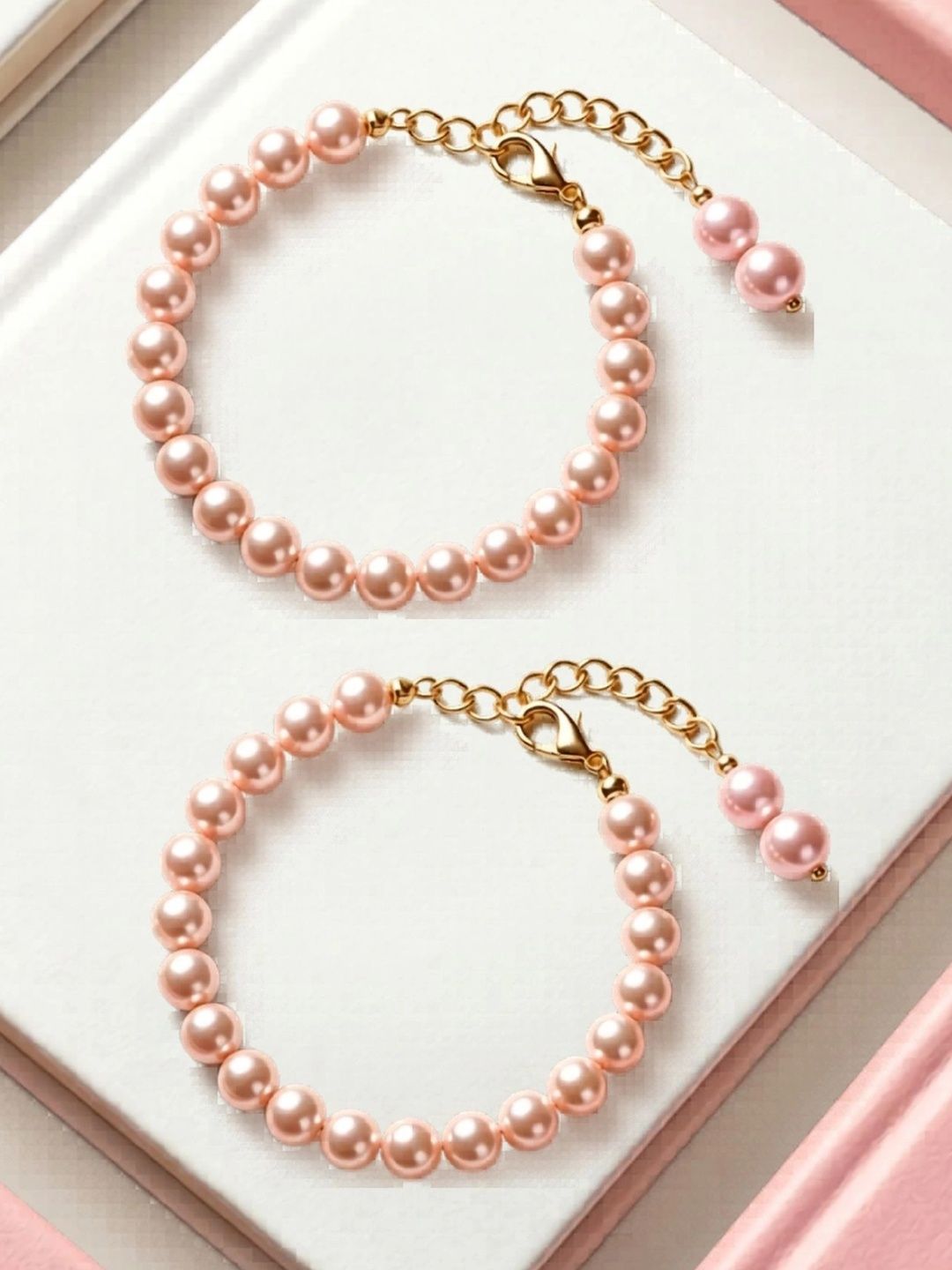 DressBerry Women 2 Pearls Gold-Plated Wraparound Bracelet