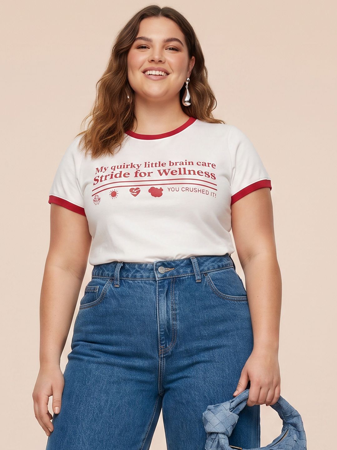 Sztori Plus Size Typography Printed Pure Cotton T-shirt