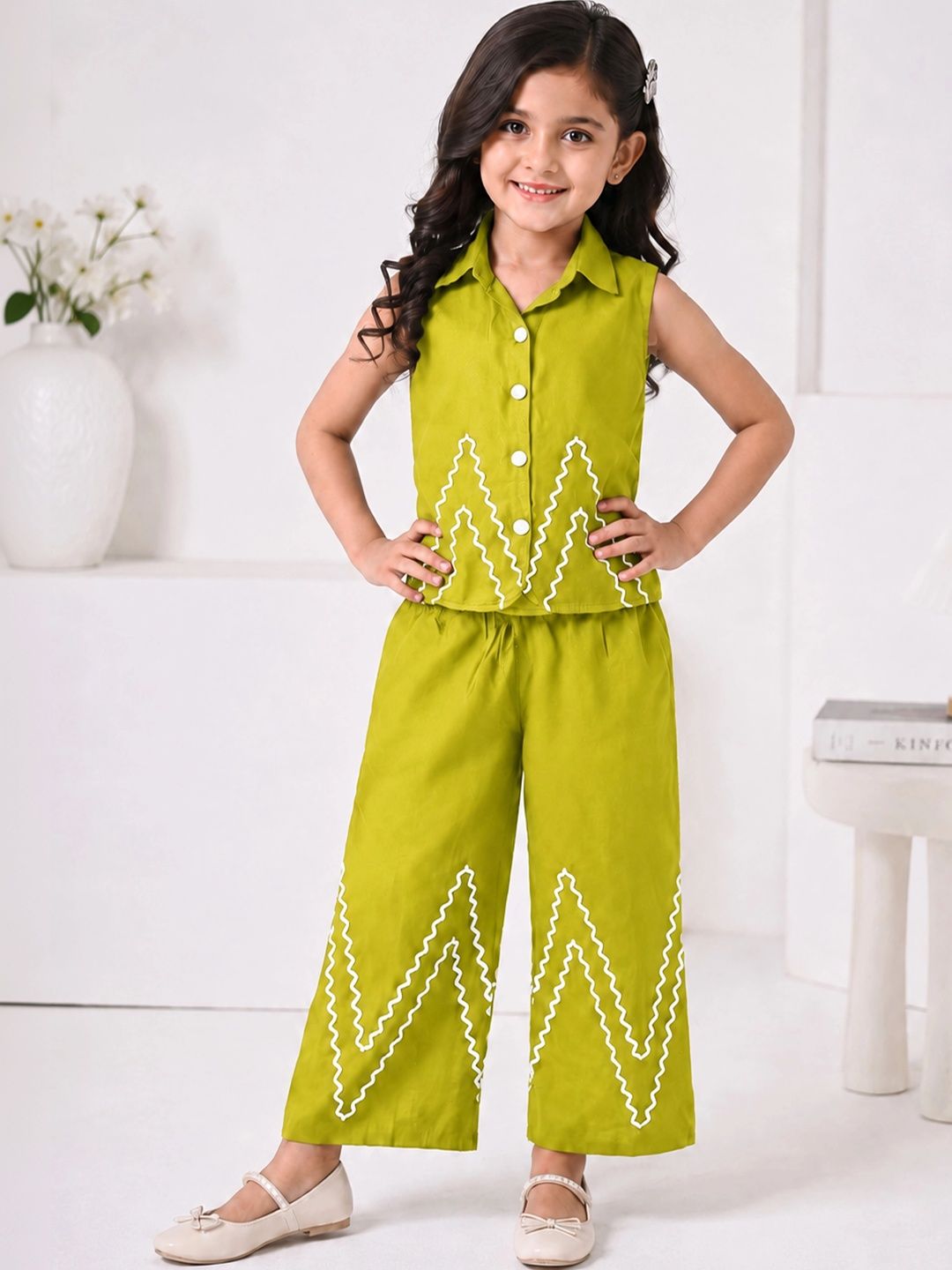 Jbegam Girls Embroidered Regular Thread Work Kurti with Palazzos