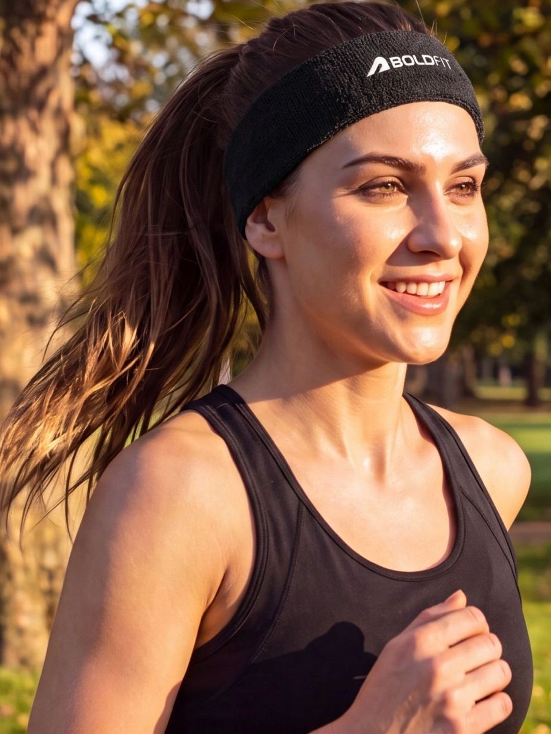 BOLDFIT Black Solid Non-Slip Headband
